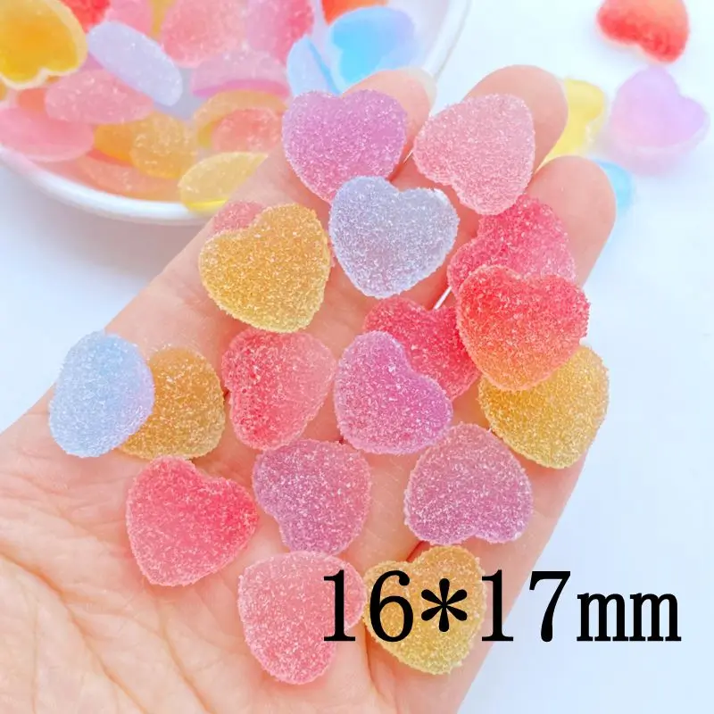 20Pcs New Cute Mini 16*17mm Bicolor Cardioid Flat Back Resin Cabochons Scrapbooking DIY Jewelry Craft Decoration Accessorie