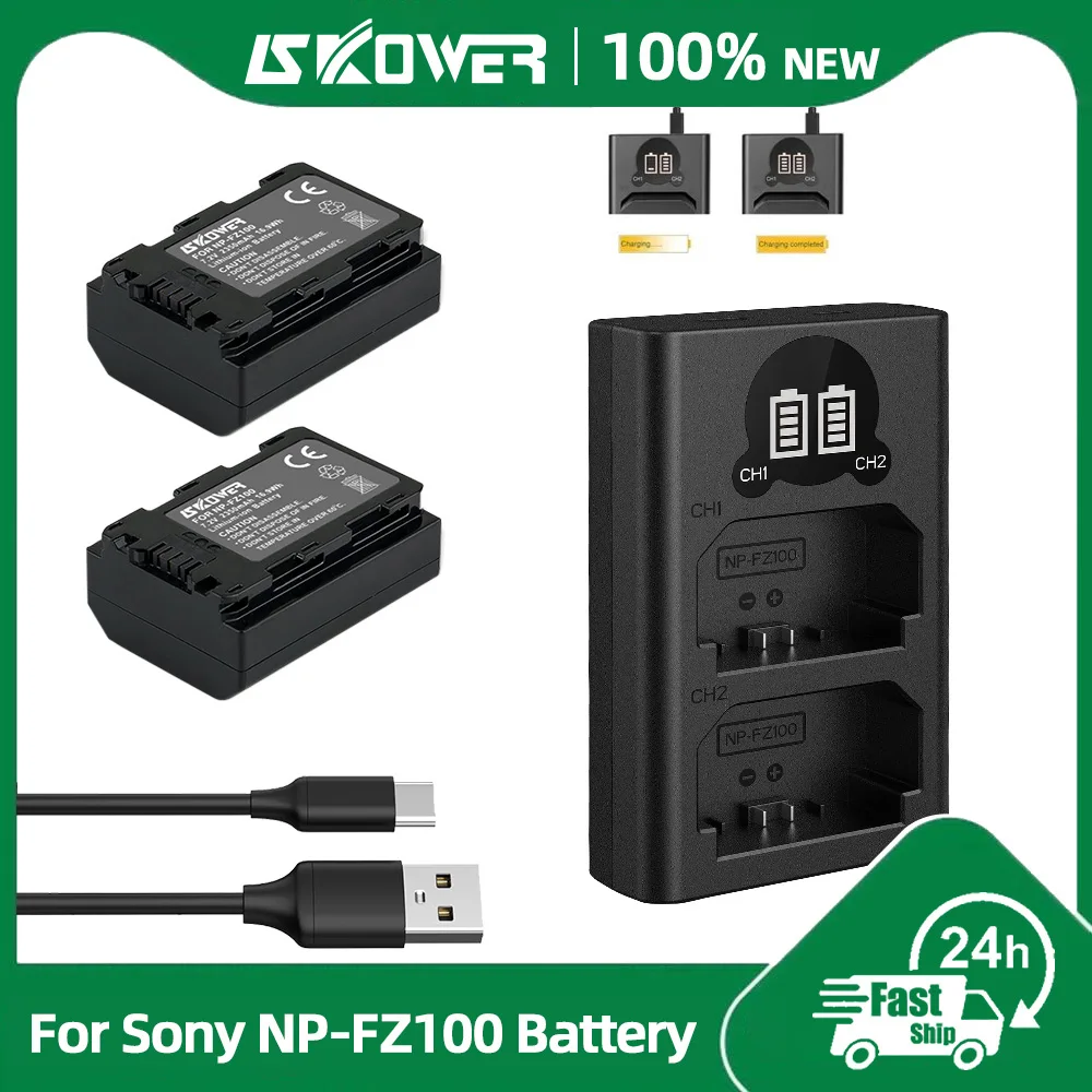 2350mAh NP-FZ100 Battery For Sony Camera a7m3 a7m4 a7c a7r3 a7s3 a7r5 a9 a6600 zv-e1 fx30 fx3 with NPFZ100 Dual Charger