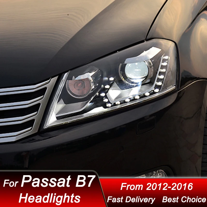 

Поп-автомобильные фары для Volkswagen Passat Magotan B7 2012-2016 до высоких полностью светодиодных автомобильных фар в сборе, аксессуары для линз проектора