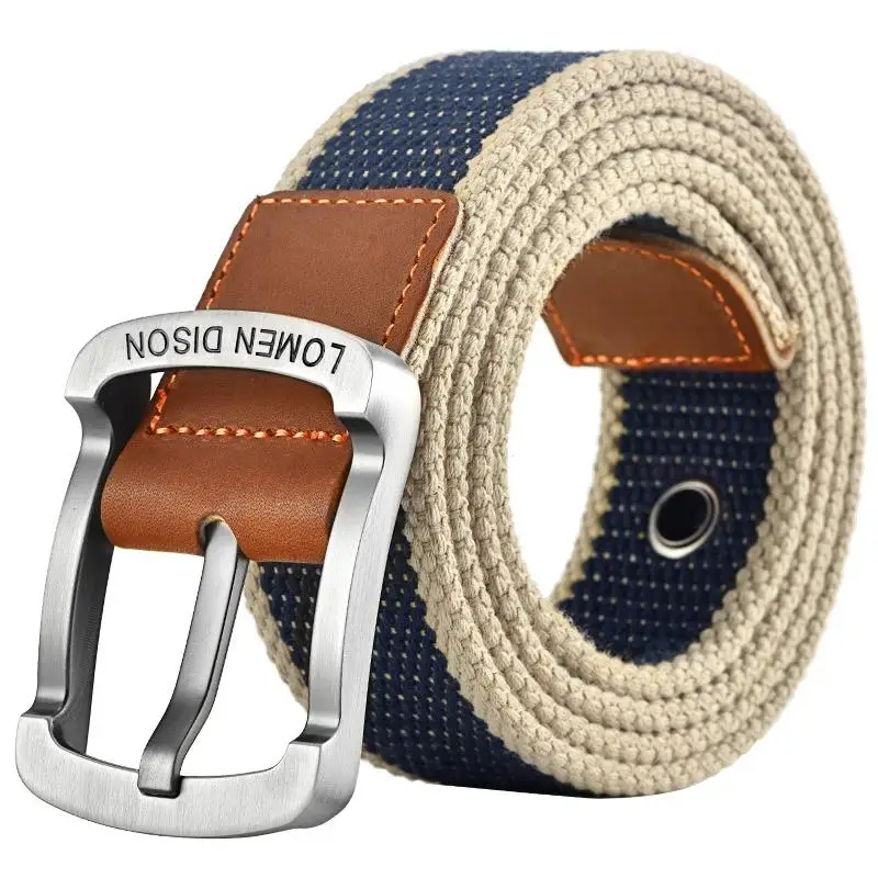 Thickened Nylon Belt Youth Canvas Belt Korean Fashion Belt Jeans with Leather Straps Multicolor Woven Belt for Men
