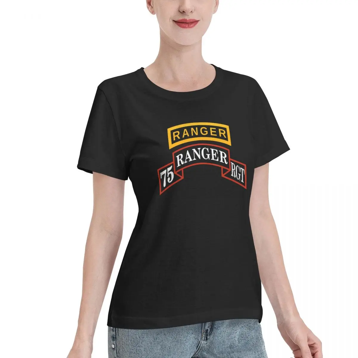 Bargain Price 75th Ranger Regiment With Ranger Tab Women's T-shirt Aesthetic Outfit Crew Neck T-Shirt