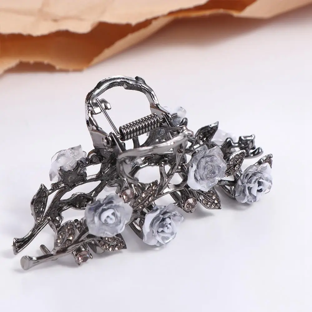 زهرة كاميليا مشبك شعر ذيل حصان حامل إكسسوارات الشعر مشبك شعر معدني على شكل سرطان البحر غطاء الرأس على الطراز الكوري مشبك قرش كبير للحفلات #4