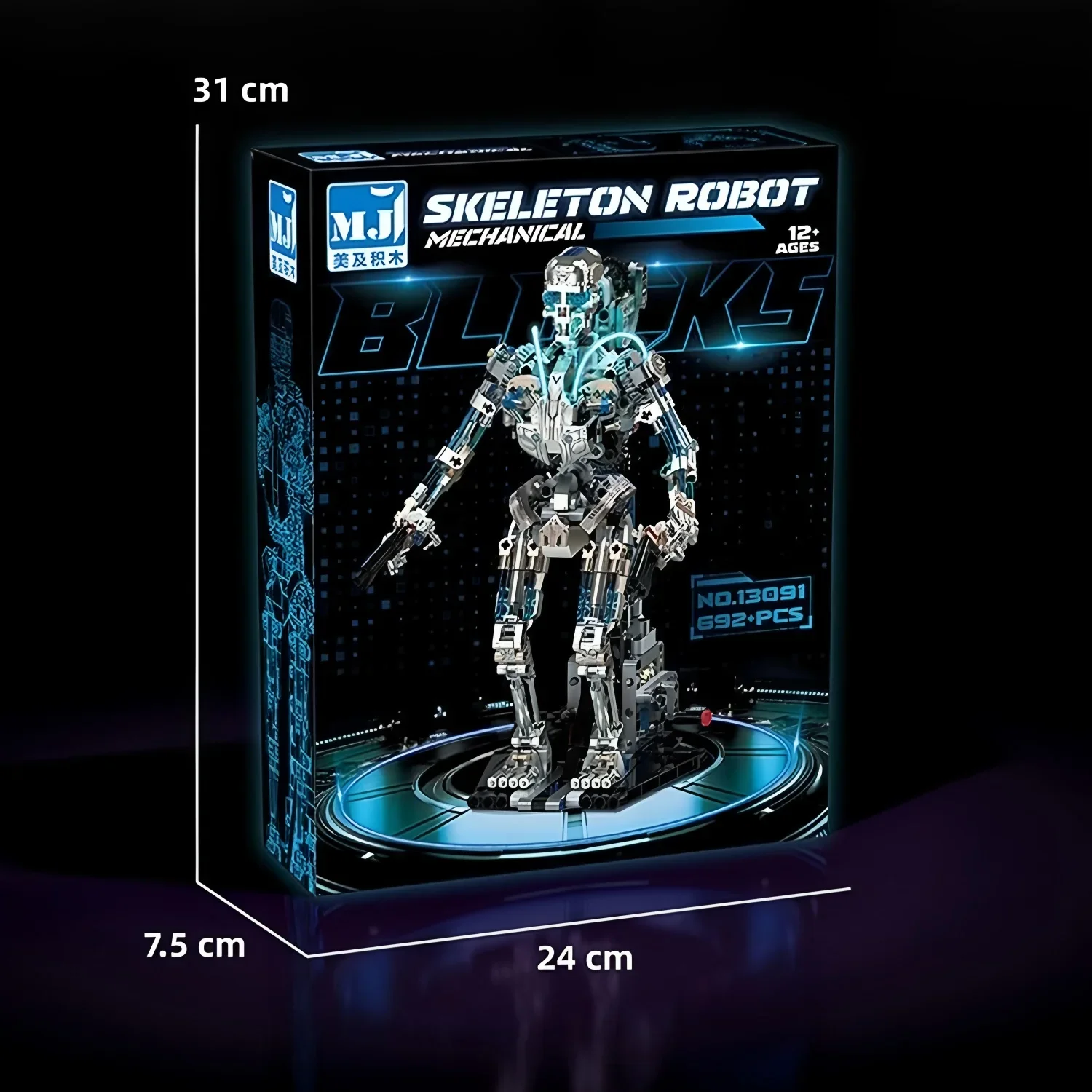 Skelett-Roboter-Baustein-Set, Modell, mechanische Montage, 13091, 692 Stück, Lernspielzeug für Jungen mit LED-Leuchten