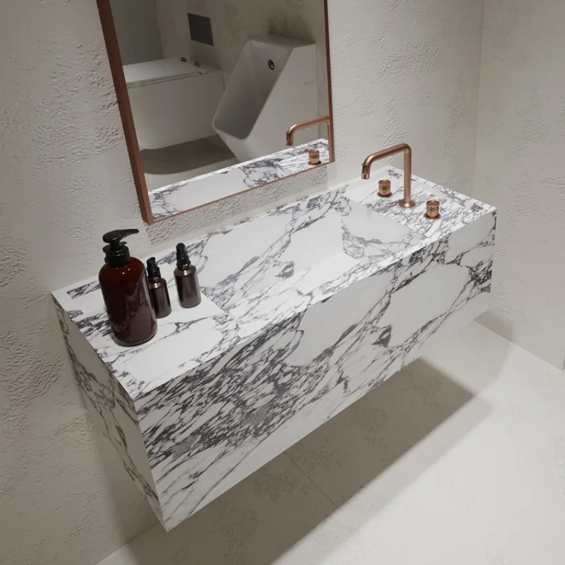 Narrow edge thin edge deep sink marble slate integrated seamless splicing wash under the counter basin