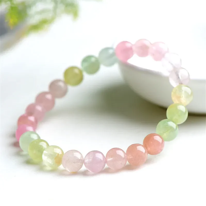 

Genuine Natural Colorful Tourmaline Clear Round Beads Bracelet 7.5mm Women Men Crystal Candy Tourmaline AAAAAA