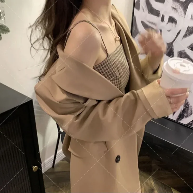 Summer Office Mini Khaki Suit with Skirt and Blazer Two Piece Set for Women Outfit Womens Short 2 Sets 2024 Long Sleeve Sexy