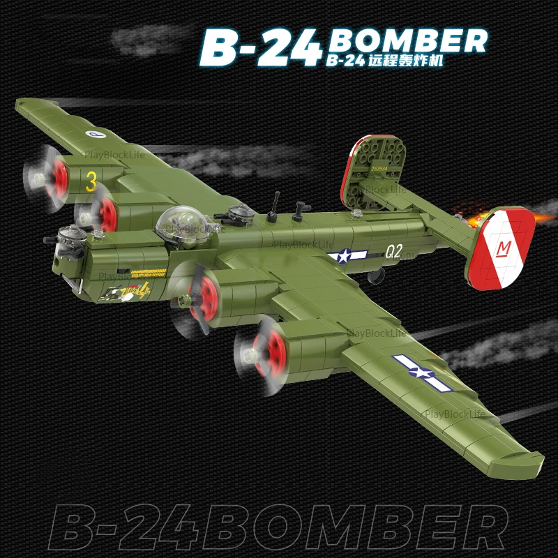 

WW2 Military Series US B24 Long-range Strategic Bomber Collection Building Blocks Bricks Toys Gifts