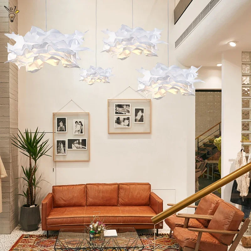 Lampe suspendue en forme de nuages en papier, design créatif moderne, luminaire décoratif d'intérieur, idéal pour un salon, une chambre à coucher ou un restaurant, 73 unités