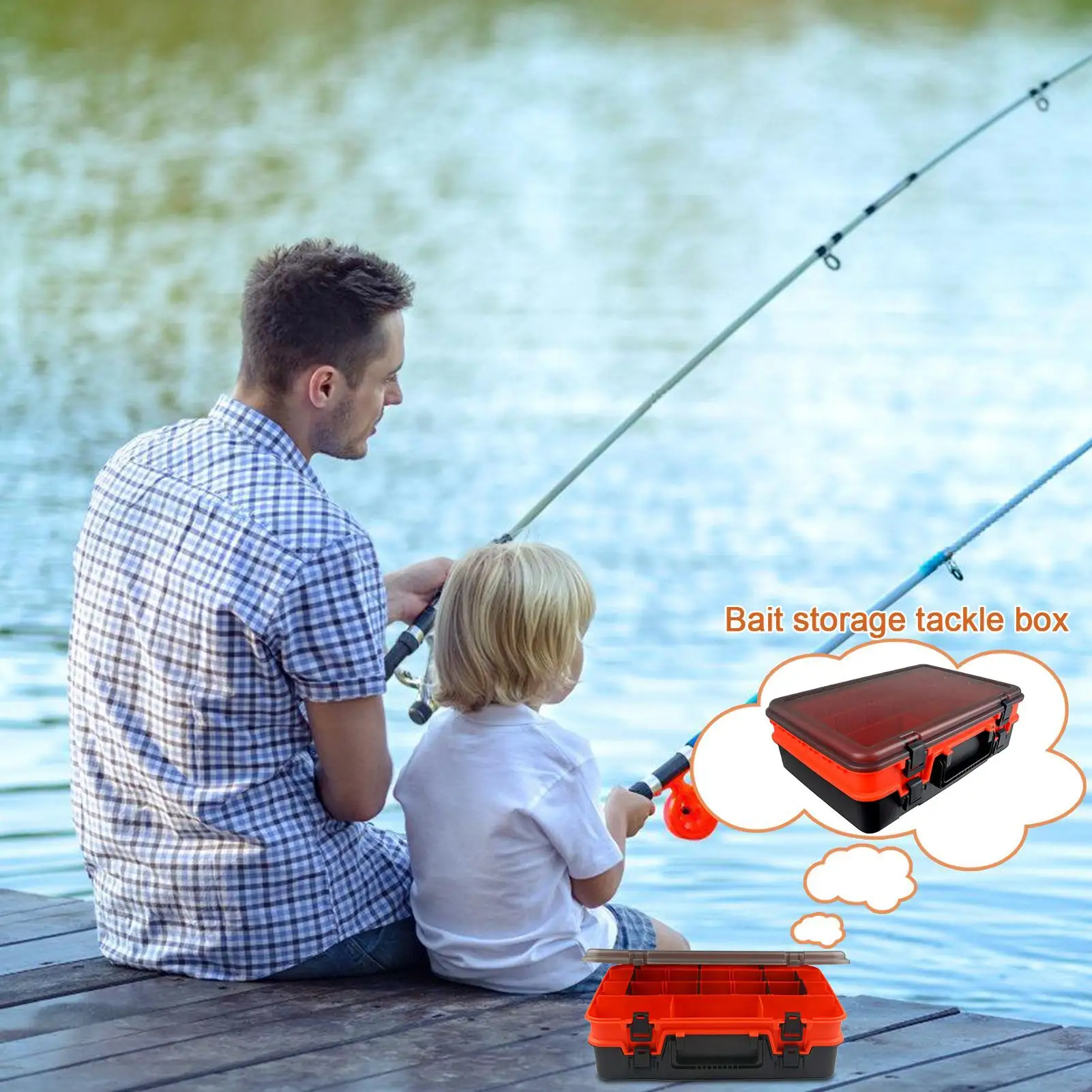 

Fishing Tackle Organizer Double-Layer Fishing Lure Storage Case All-Weather Bait Organizer Divided Container For Saltwater