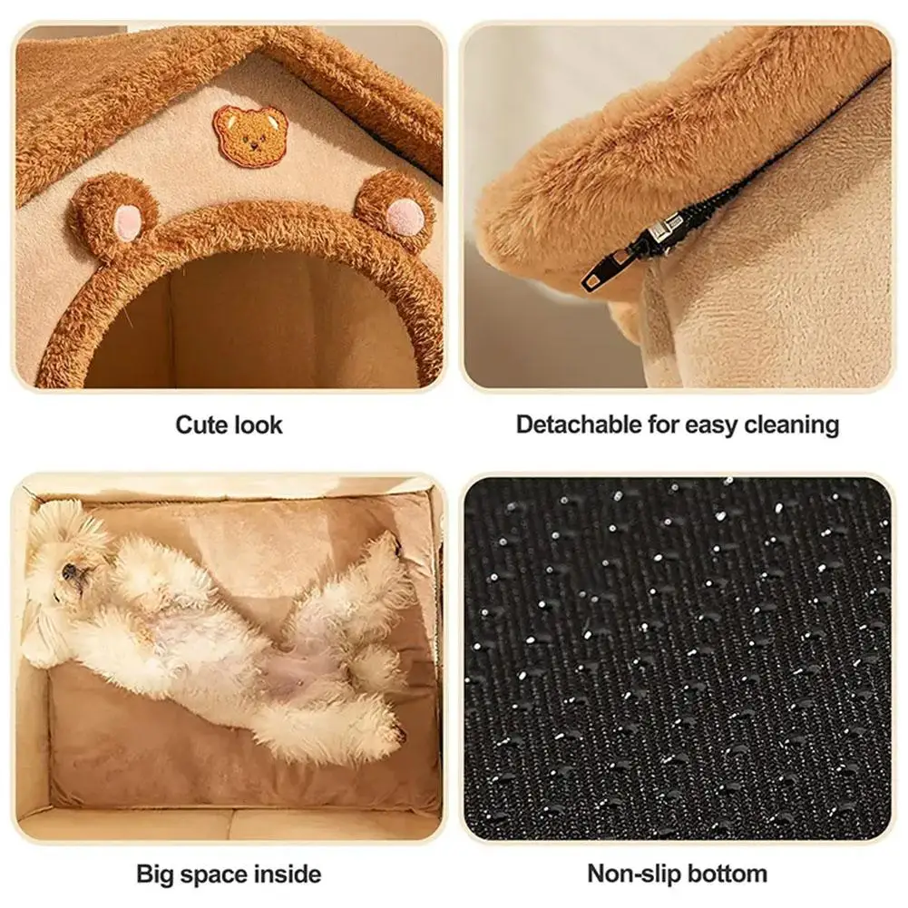 Cat Bed House Winter Sleeping Cave Collapsible Removable Washable Pet House Puppy Cave For Small Dogs And Cats Pet Supplies