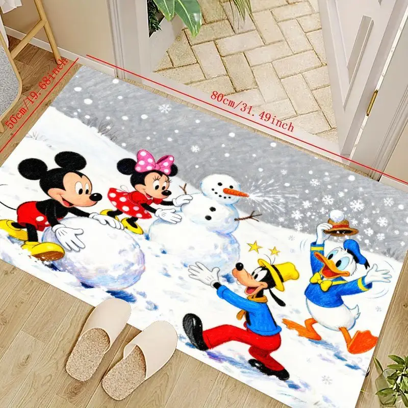 

1 шт. Disney Микки Маус Минни Гуфи Дональд Дак Зимняя Страна Чудес Снег Веселый напольный коврик, персонаж мультфильма Снеговик Строительство и снег