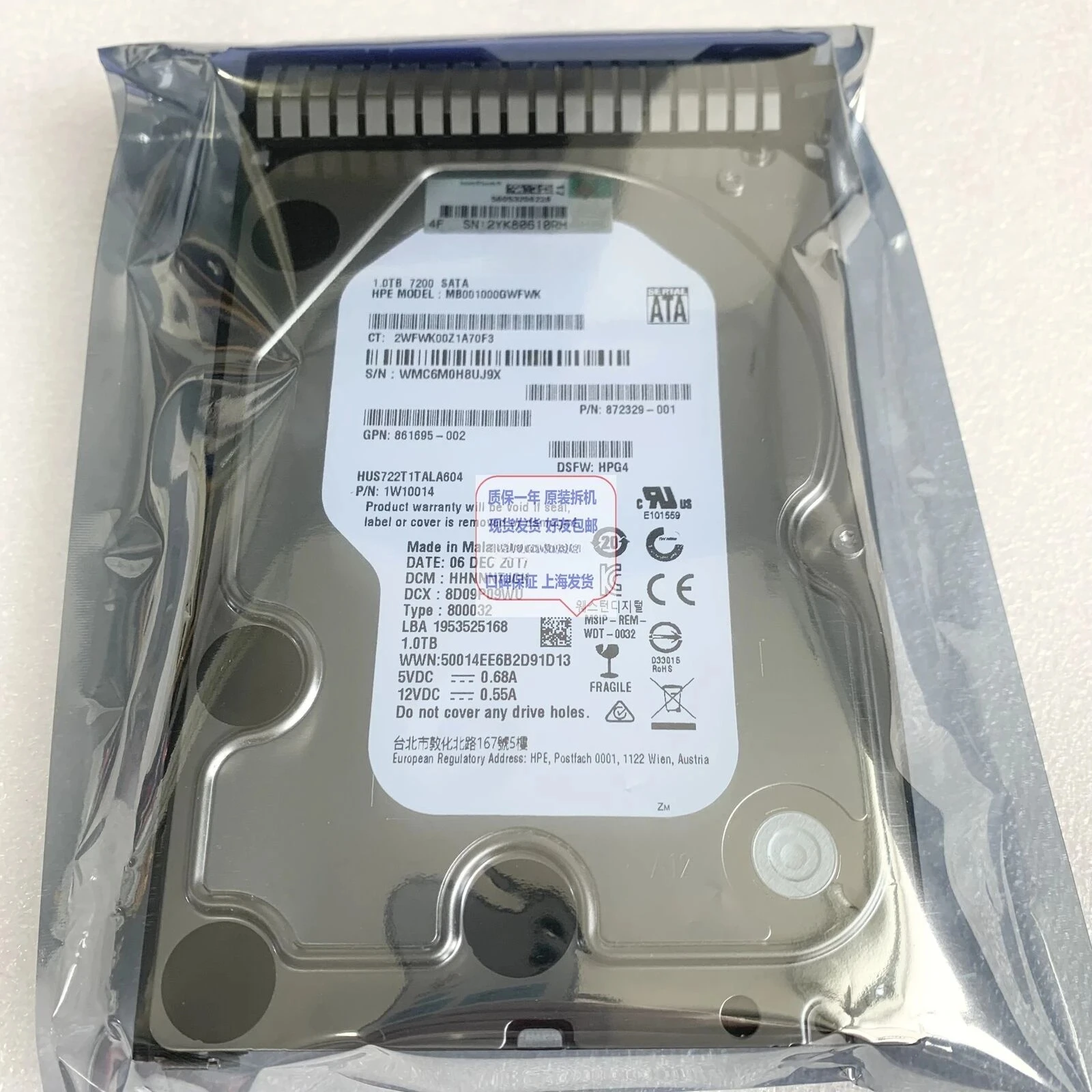 

862128 1TB 7.2K SATA 861691-B21 3.5 inch G10 Gen9 Hard Drive Used