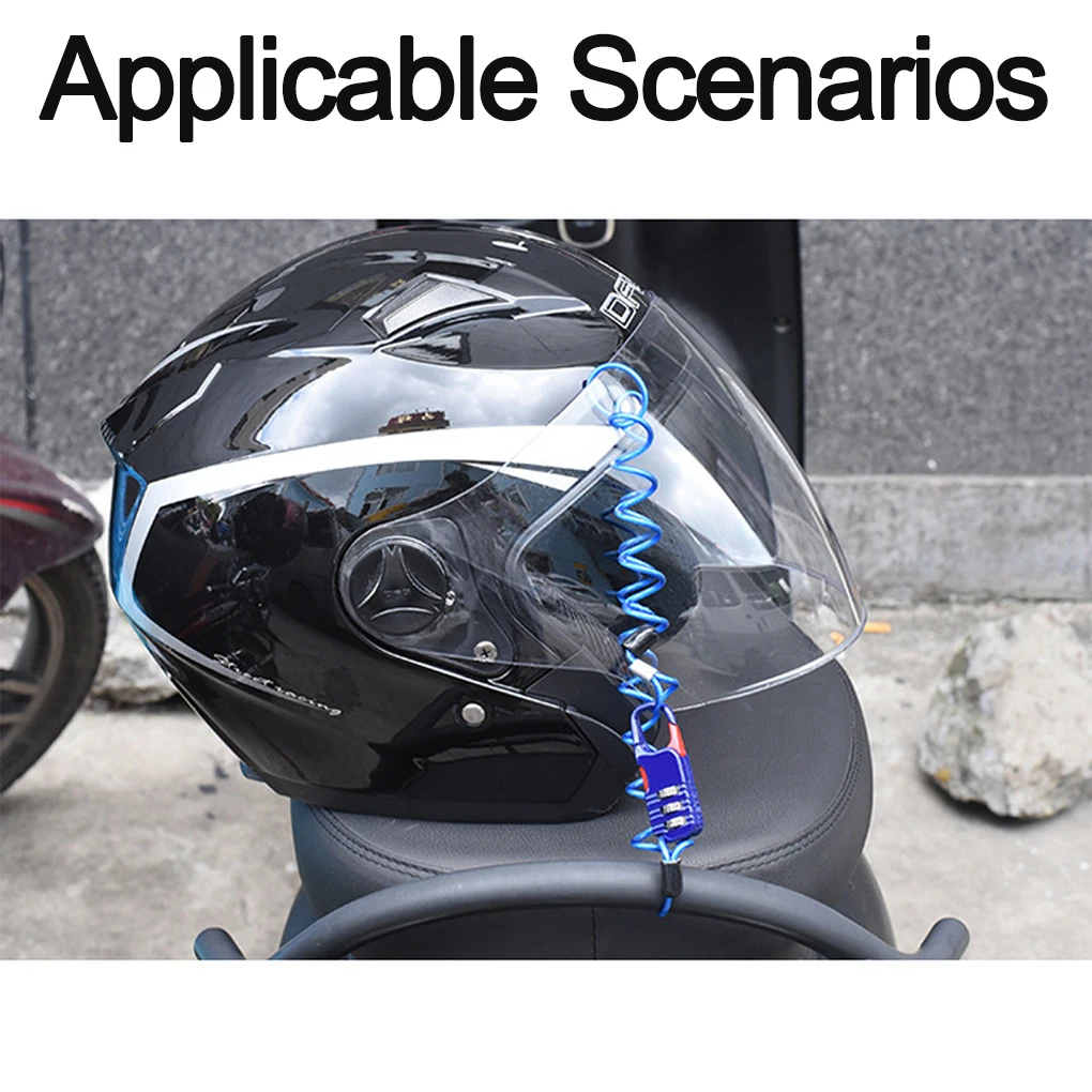 

2pcs Classic Helmet Lock Chain Resettable Padlock 4 Digit Password Combination Portable Bike Motorcycle Anti-theft Cable Lock