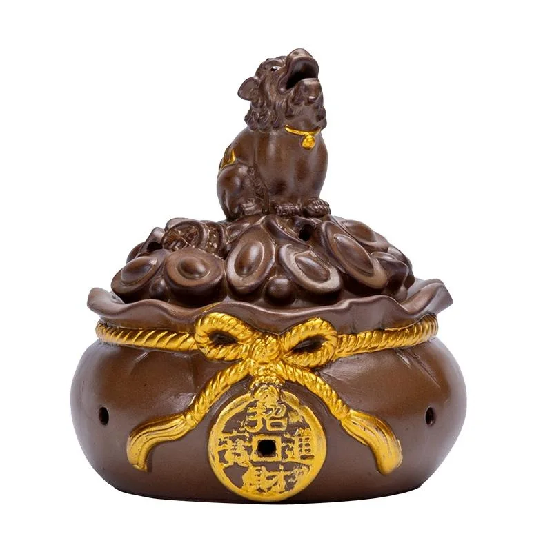 Zen Lucky Golden Toad Plate Incense Burner
