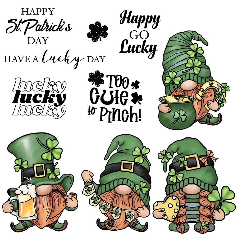 Mangocraft Happy ST.Patrick Day Gnome Metal Cutting Dies Clear Stamps DIY Scrapbooking Cut Dies Silicone Stamps For Paper Cards