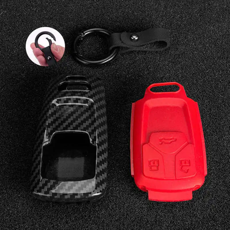 Car Key Case  Cover Shell Carbon Fiber For Audi A4 B9 A5 A6 S4 S5 S7 8W Q7 4M Q5 TT  Smart Remote Protector Auto Accessories