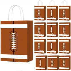 4/24Pcs Rugby Paper Gift Bags With Handle Sport Touch Down Ball Game American Football Theme Birthday Party Decorations Supplies