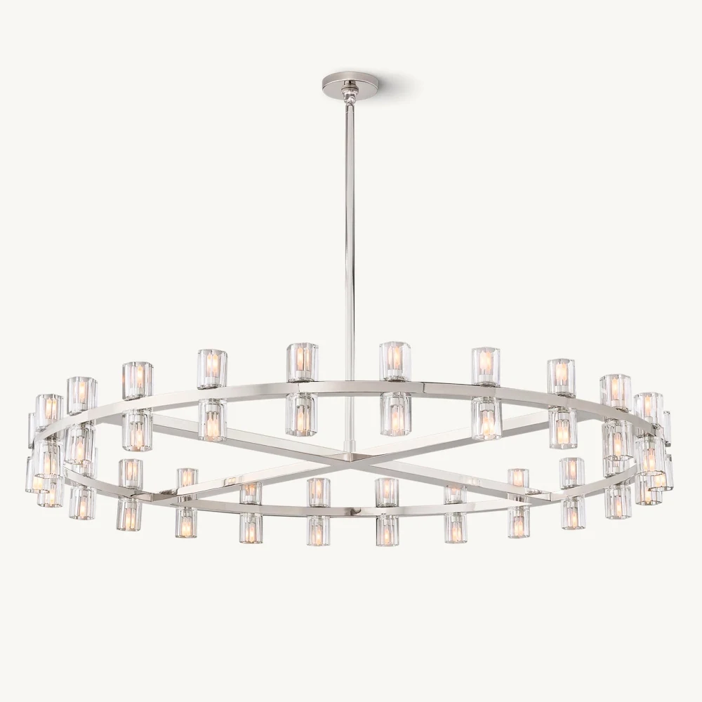 

Postmodern Crystal Round Chandelier Light Luxury Living Room All-Copper Lamp Designer Bar Villa Living Room Crystal Chandelier