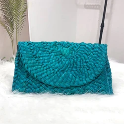 Summer Beach Bags For Women Handmade Straw Envelope Crossbody Bag Braided Shoulder Messenger Bag Vacation Woven Handbag