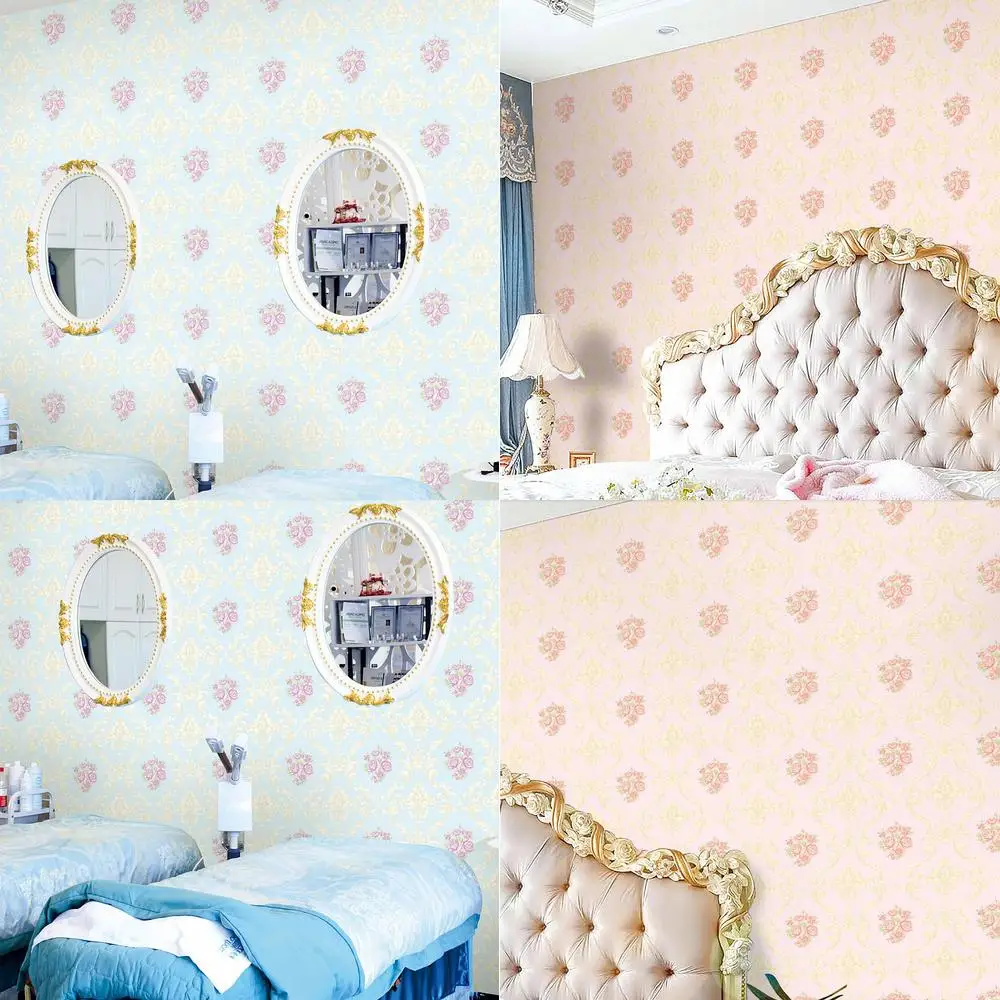 

Light blue 3D European style small flower wallpaper for bedroom living room hotel homestay cozy pastoral rose embossed wallpaper