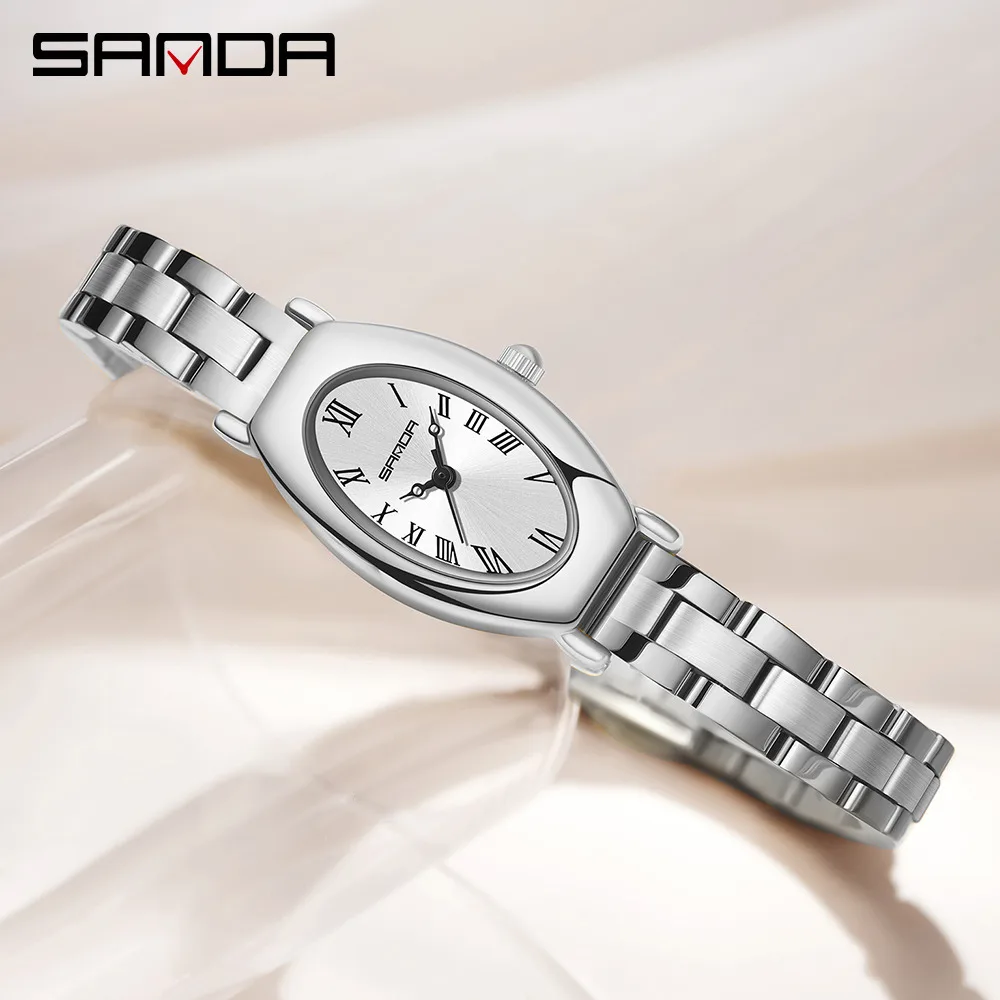 Sanda-Montre-bracelet analogique pour femme d\'affaires, design élégant, chiffres romains, cadran carré, mouvement à quartz étanche, nouvelle