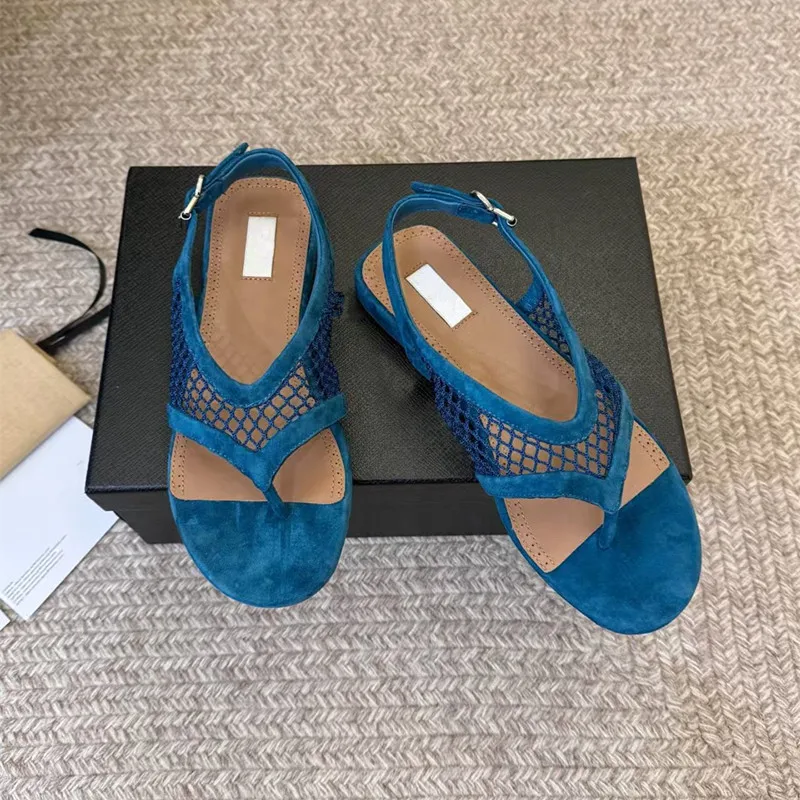 

Women's High Cut Fishnet Toe Sandals 2026 Summer New Trendy Leather Flat Casual Comfort Round Toe Platform Slippers