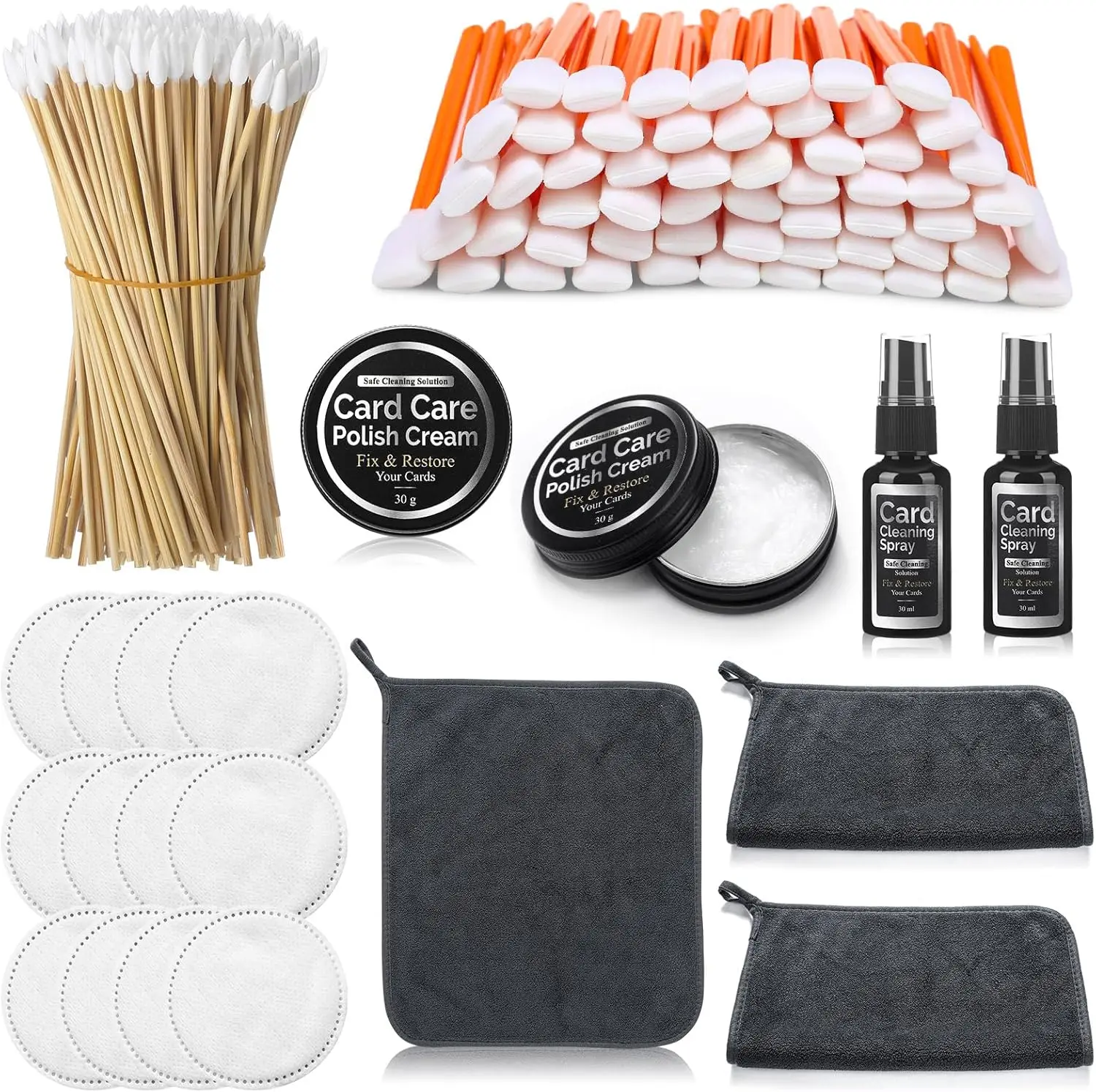 

607 Pcs Card Cleaning Kit with Spray, Paste, Swabs & Cloth for Scratch Repair