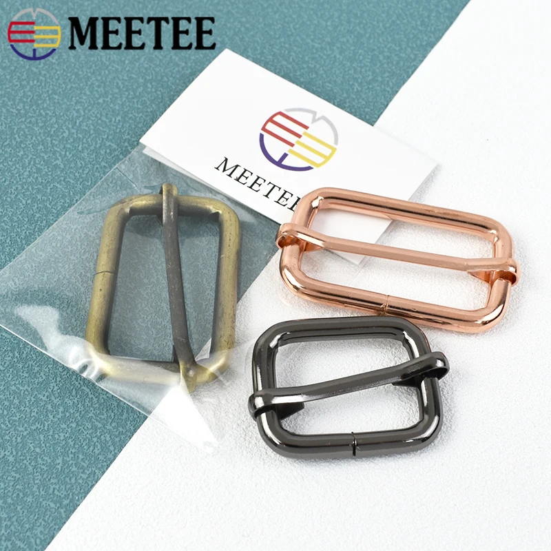 5/10Pcs Metal Slides Tri-Glides 20-50mm Webbing Strap Adjustment Hook Buckles Wire-Formed Roller Pin Buckle Leather Belt Clasp