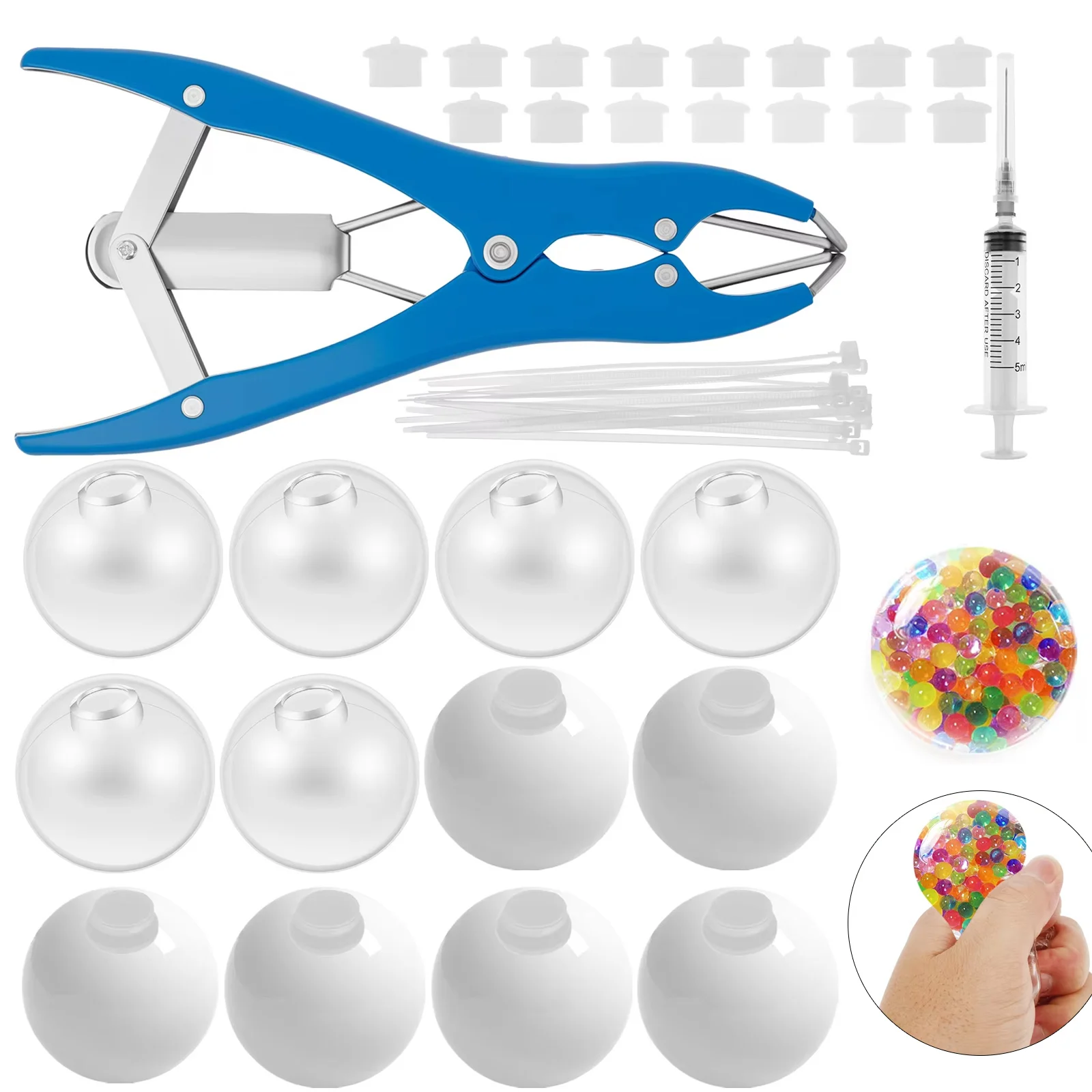 15Pcs DIY Stress Ball Kit Blank Pressure Ball Skin DIY Kit with Expander Tool Make Your Own Stress Toy for s Beginners