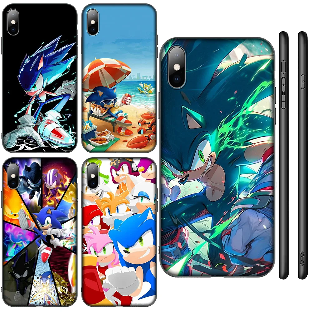 SA10 Anime Cartoon S-Sonic Soft Case for iPhone 16 15 14 13 7 8 Pro Max Mini Plus