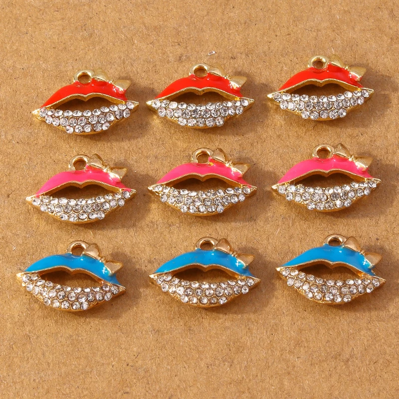 10pcs Enamel Simulation Nail Polish Lipstick Charms Pendant for Jewelry Making DIY Necklace Earrings Bracelet Accessories