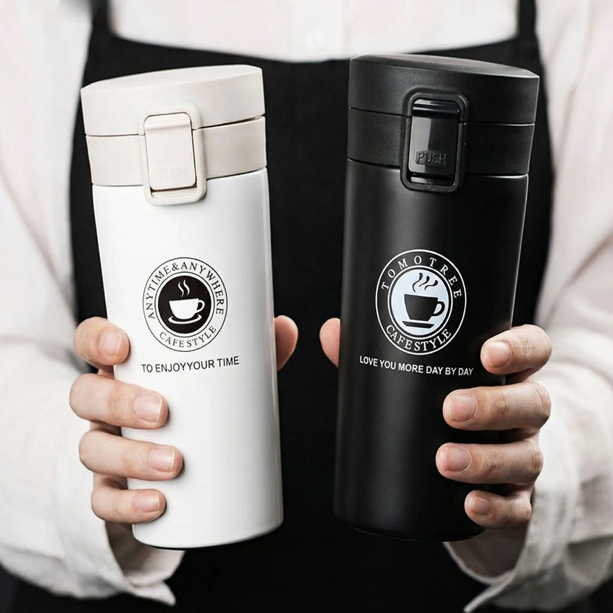 Taza de Café de Acero Inoxidable de 380/510 ml, Botella Térmica para Auto, Taza Térmica que Mantiene el Frío y el Calor, Termo Deportivo para Exteriores