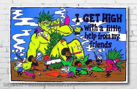 

I GET HIGH - WEED BLACKLIGHT Canvas Poster FLOCKED MARIJUANA SMOKING (1910) Custom Size Available Room Decoration Wall Art