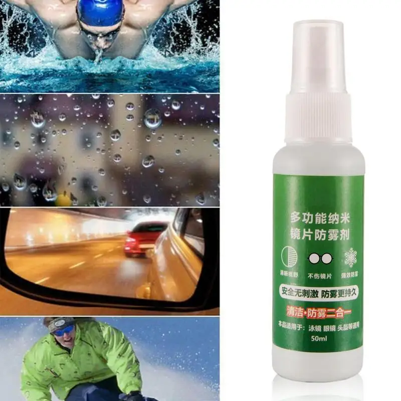 Anti Fog Spray For Glasses 50ml Anti-Fog Agent Glass Cleaner Lens Cleaner Defogger Spray Portable Long Lasting Glass Cleaner