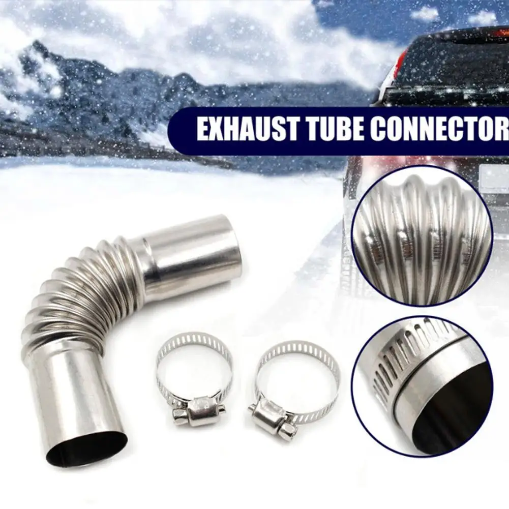 

90°Outlet Heater 13CM Exhaust Pipe Tube 24mm Elbow Connector Stainless Steel Corrugated Flue Pipe For Car Heater Car Accessories