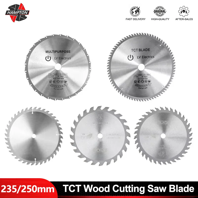 hampton-1pc-wood-saw-blade-235-250mm-tct-wood-cutting-disc-24-40-48-teeth-carbide-circular-saw-blade-for-woodworking