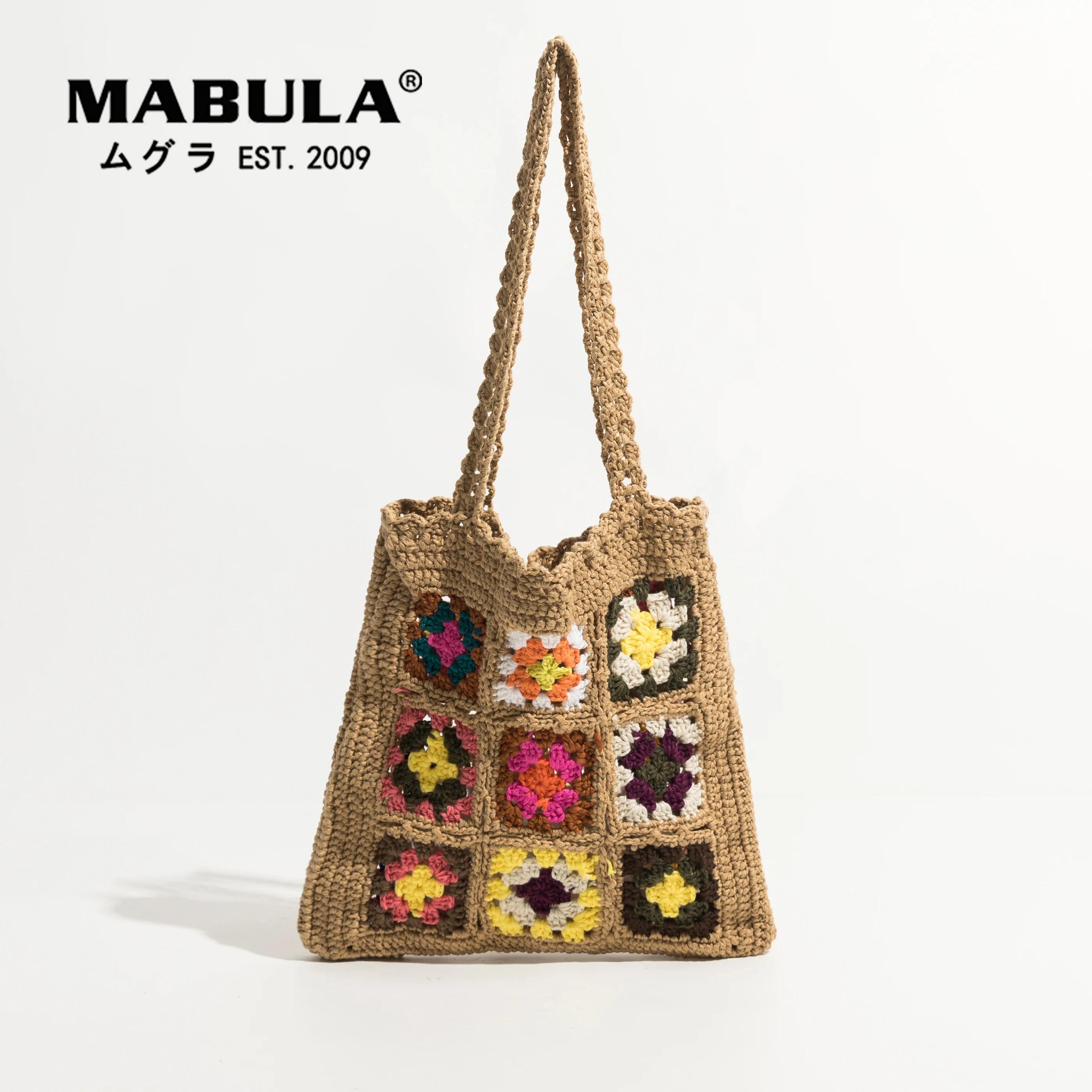 MABULA Vintage Market Fish Bag In Black Crochet Brand Designer Tote Shopper Handbag Luxury Large Women Shoulder Purse for Travel