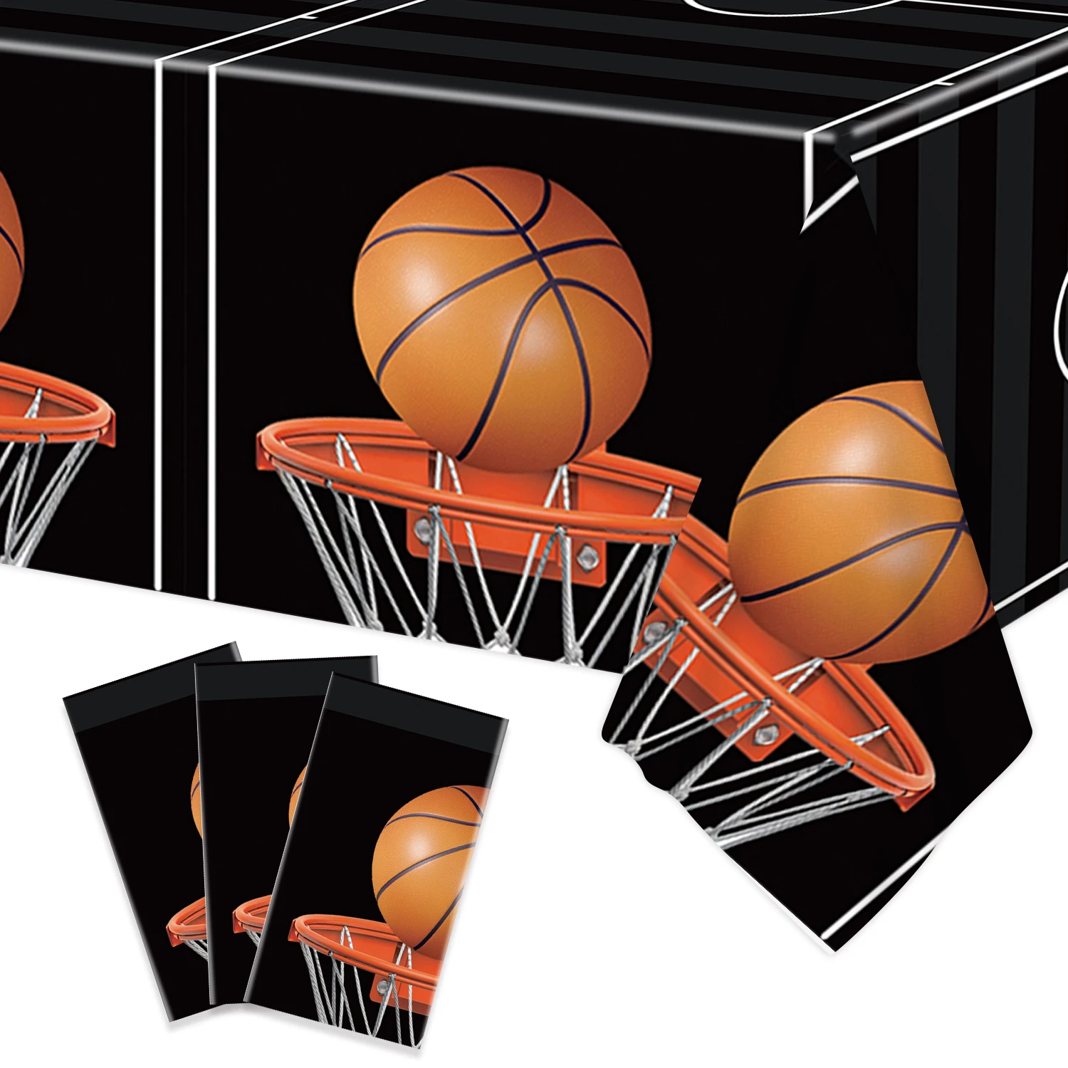 Basketball Theme Disposable Tableware Plastic Tablecloth Table Cover Boys Sport Basketball Birthday Party Baby Shower Decor