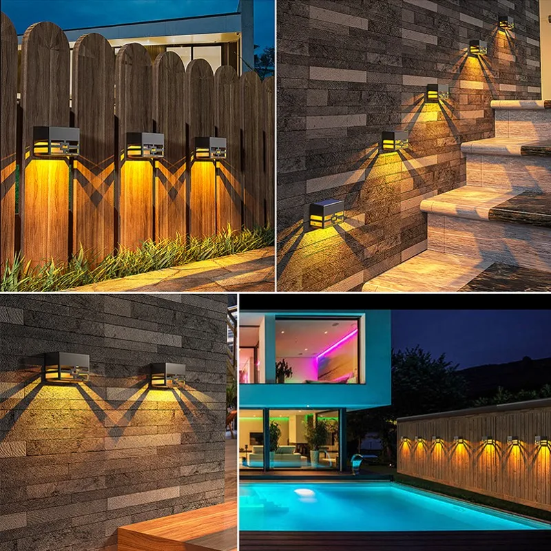 2pcs Solar Fence Light Outdoor Waterproof Led Solar Wall Lamp Solar Powered Sunlight Street Light for Garden Decoration Lighting
