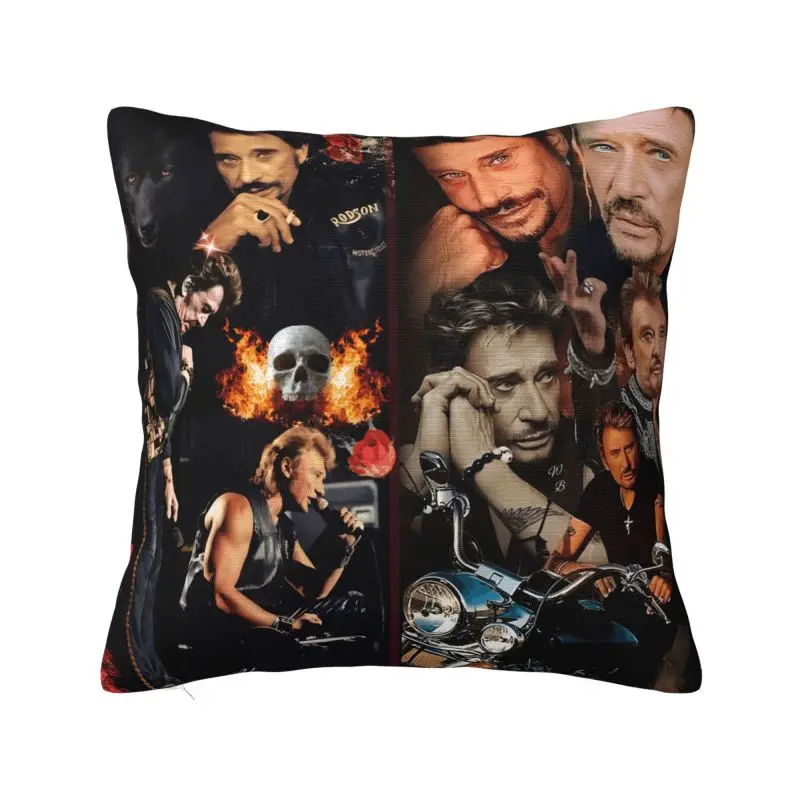 French Rock Legend Johnny Hallyday Throw Pillow Case Home Decorative Sofa Cushion Cover Polyester Soft Pillowcase Dakimakura