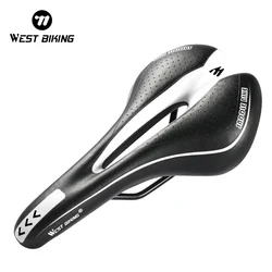 WEST BIKING Comfortable Bicycle Saddle Mountain Bike PU Leather Cycling Seat Sponge Shockproof Cushion Multicolor Road Bike Part