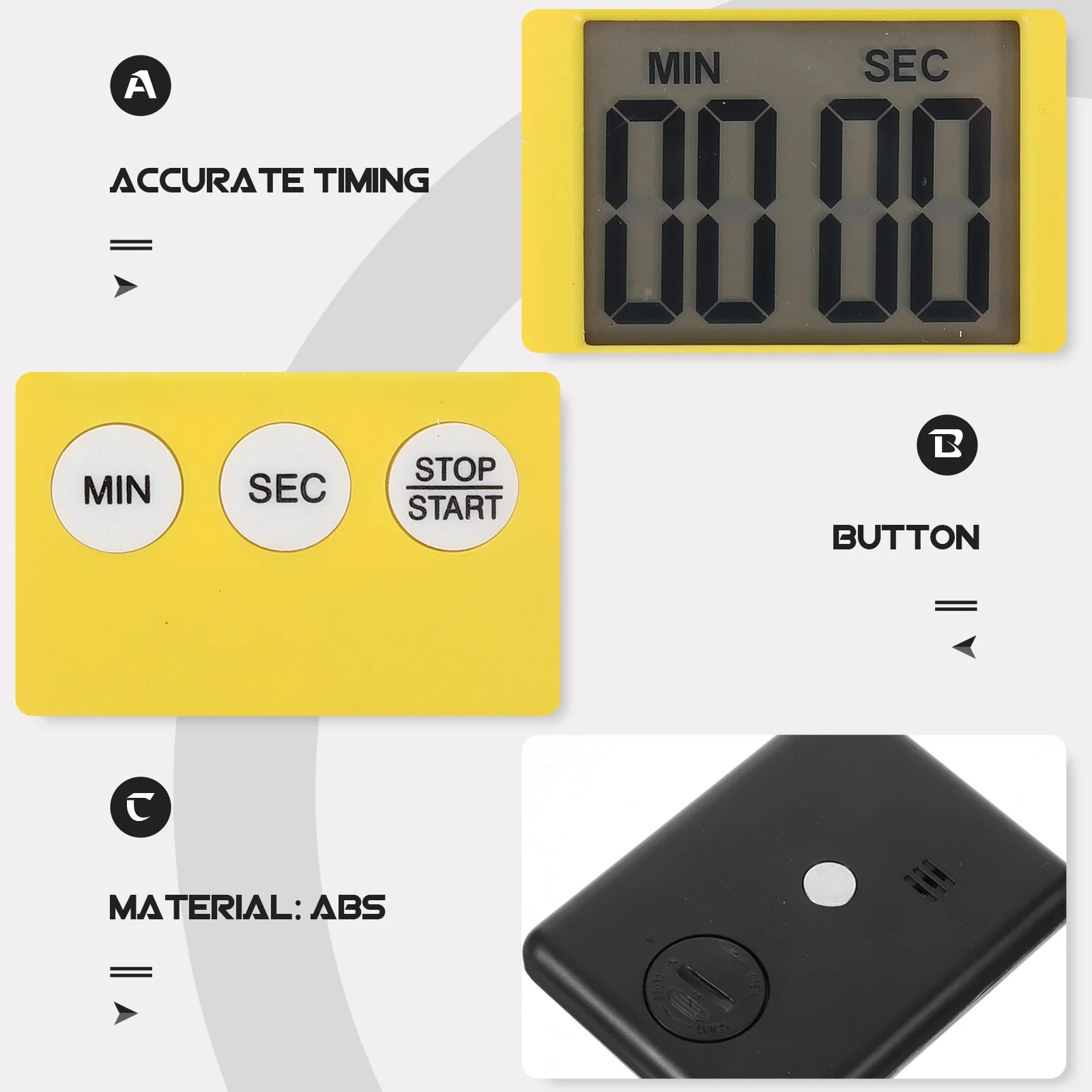 

Kitchen Timer Plastic Stylish Portable Mechanical Countdown Chic Timer for Cooking Baking Eggs Pancakes Cookies