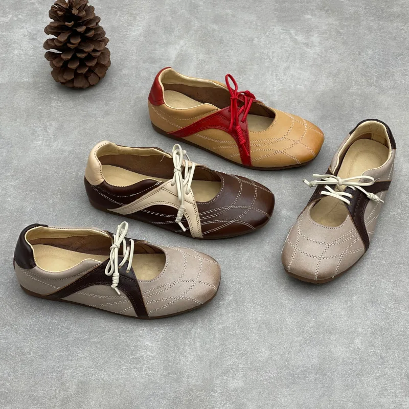 

GKTINOO Новые женские повседневные туфли из натуральной кожи, лето 2026, из мягкой воловьей кожи, универсальные и удобные, на мягкой подошве