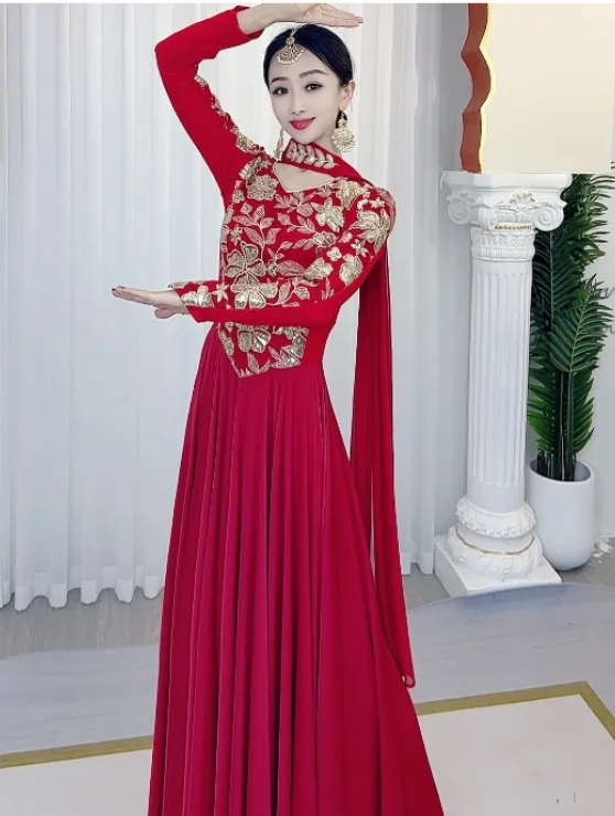 

Chinese Women Embroidery Xinjiang Dance Dress Dance Costume
