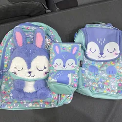 Hot Genuine  Australian Smiggle Backpack With Purple Rabbit Shaped Children'S Stationery, Student Pencil Case, Backpack Gif