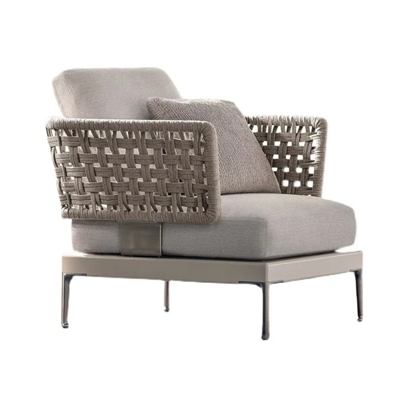 New Chinese-style courtyard scenic rattan chair open-air villa model room sunscreen and waterproof furniture