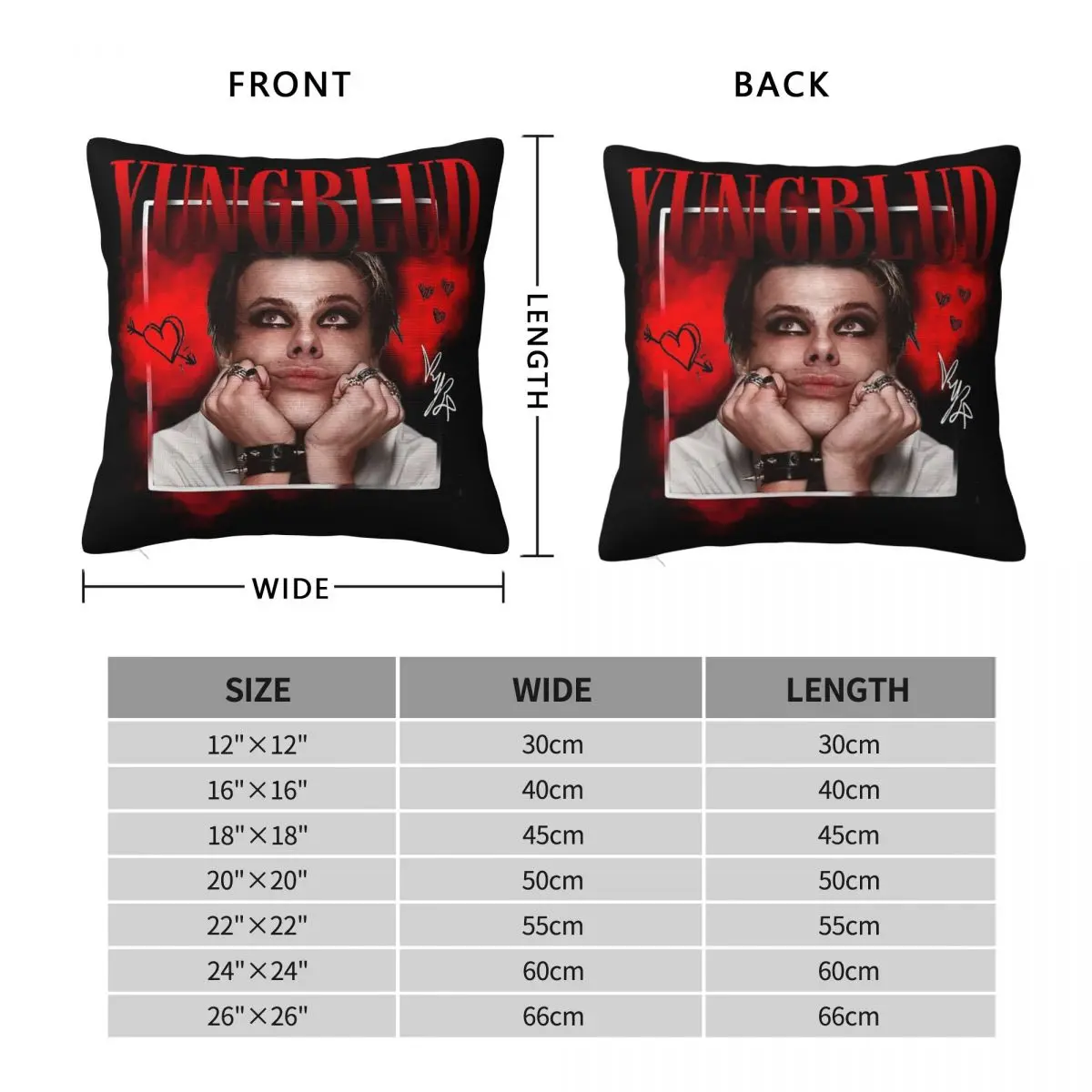 Yungblud Dominic Harrison Square Pillowcase Polyester Linen Velvet Pattern Zip Decor Throw Pillow Case Sofa Cushion Cover