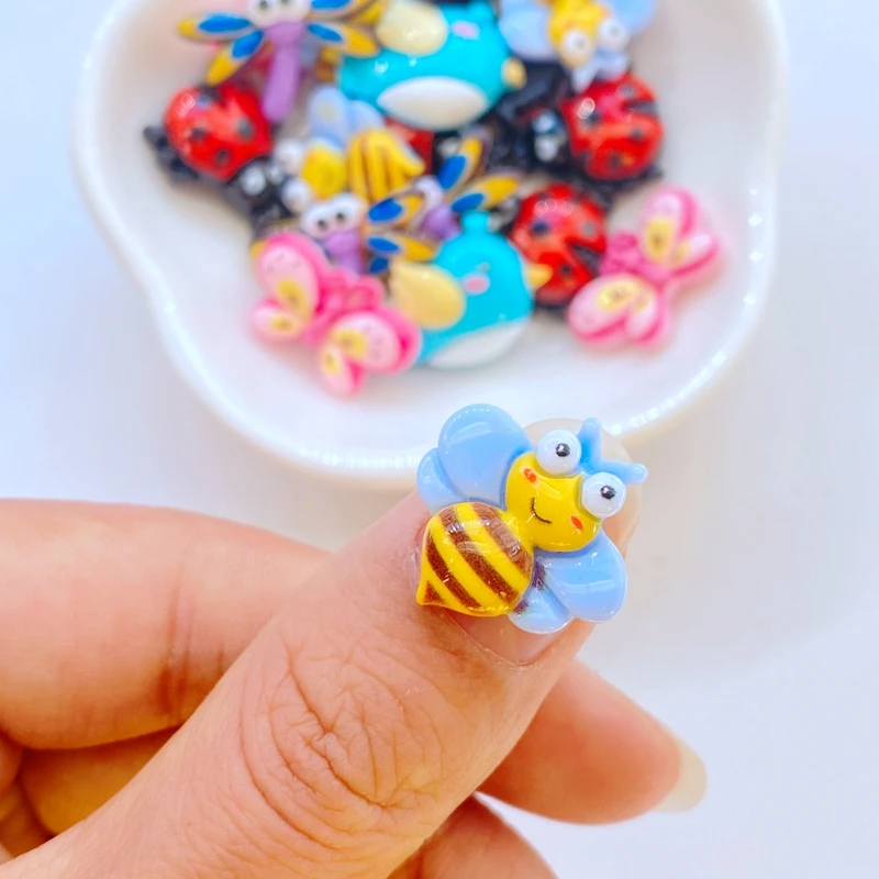 20Pcs New Resin Lovely Mixed Bee, Butterfly, Bird, Dragonfly Flat Back Cabochon Scrapbook DIY Embellishments Accessories