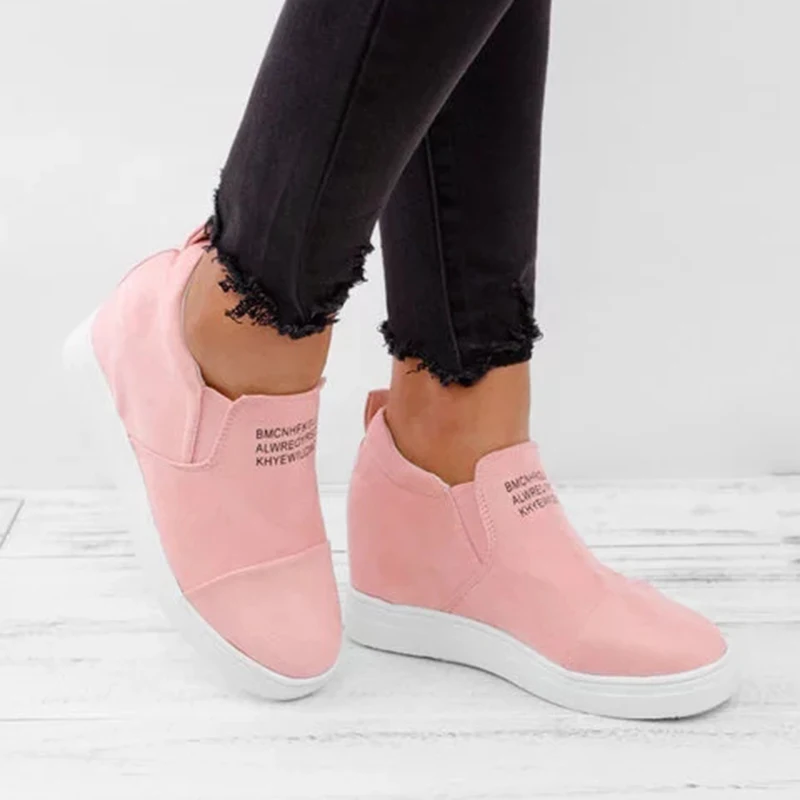 Women Ankle Boots Wedges Spring Female High Heel Platform Increasing Shoes Ladies Elastic Band Fashion Casual Footwear