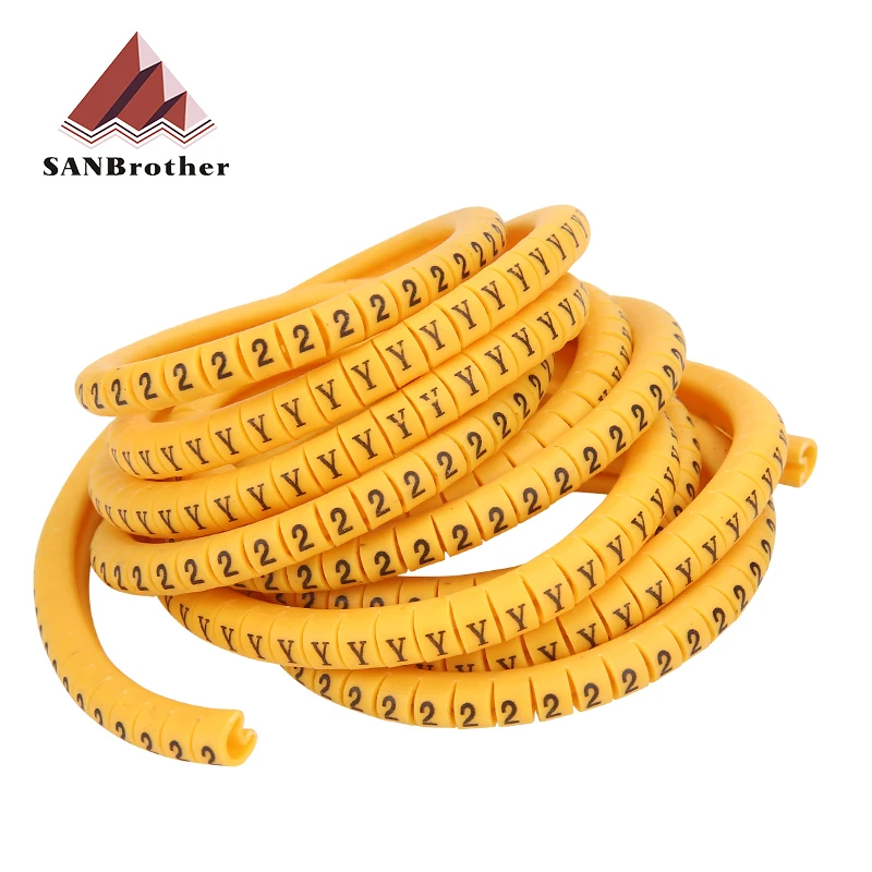 Cable Marker EC-0,1,2,3 label Wire Letter A to Z Number 0 to 9 Cable Size 1.5 2.5 4 6 sqmm yellow Colored PVC cable marker